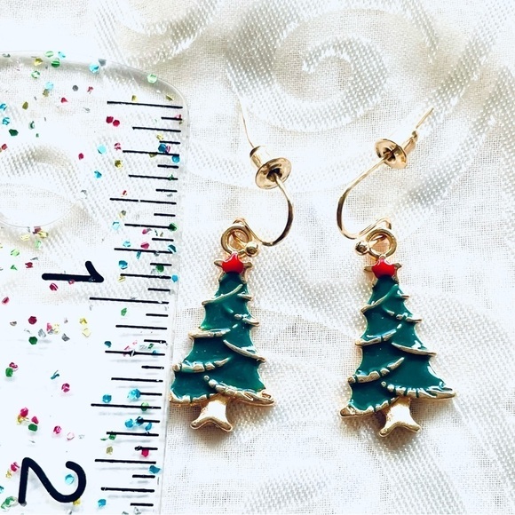 NWT Lot of 2 Festive Drop Earrings – Candy Cane & Christmas Tree Holiday Set - Picture 8 of 14